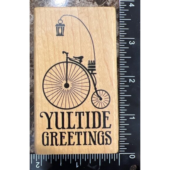 Yuletide Greetings Wood Mounted Rubber Stamp Inkadinkado 60-00696 - Picture 1 of 3